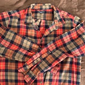 Eddie Bauer flanel Red and Blue Plaid Shirt